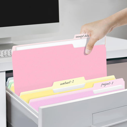 SUNEE File Folders, 30 Pack Manila Folders 8.5 x 11, Colored File Folders for Home Office School Supplies, 6 Bright