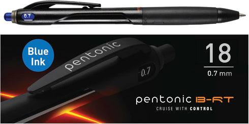 Pentonic BR-T Retractable Ballpoint Pens, 18 Count, Blue Ink, 0.7 mm Fine Point for Office, School & Journaling