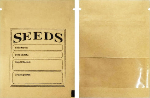 PABCK 100 Pack Small Resealable Seed Envelopes 2.7x3.7inch, Brown Kraft Paper with Seed Collecting Template