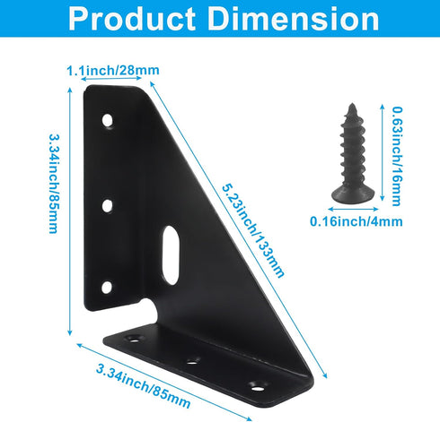 BokWin 4 Pack 85mm 85mm 90 Metal Triangle Corner Shelf BracketsCorner Brace Brackets x Angle Braces for Tables
