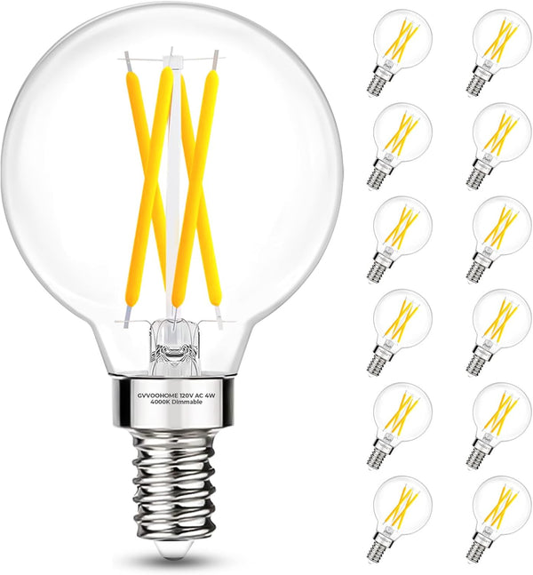 GvvooHome G16.5 Light Bulb 4000K Neutral White, 4W, 40 watt Equivalent, E12