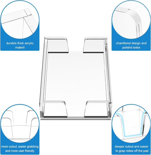 WINFFOR Acrylic Notepad Holder Dispenser - 4x6 in Sticky Note Memo Holder, Self-Stick Note Pad Organizer (W/O Pads),