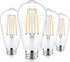 PARTPHONER LED Light Bulbs, 4 Pack, Dimmable Vintage Edison Bulb, E26 60W Equivalent, Warm White 2700K