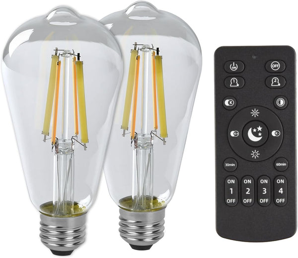 phwii Smart LED Light Bulbs,Remote Control Light Bulb,ST64 Vintage Edison Bulbs with Remote