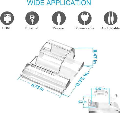 TidyHelper (45 Adhesive Cable Clips Cord Organizer Clear PCS, Large), Outdoor Light Clips for Christmas String Lights