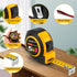 Tape Measure 16 Ft Steel Retractable Self-Locking Measuring Tape with Fractions, Easy Read Metric Measuring Tape