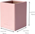 UnionBasic Square Pen Holder, Pink Leather Pencil Cup, Taiga Pattern Desktop Caddy Stationery Organizer