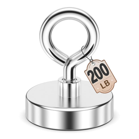 FINDMAG 1.76’’ Fishing Magnets - 200 LBS Pulling Force Neodymium Magnet with Lifting Eye-Bolt for Retrieving Items
