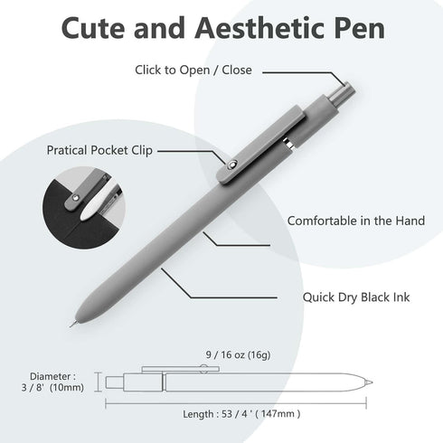 MIUTME 6Pcs Gel Pens, Retractable Gel Pens Quick Dry Ink Pens Fine Point Premium Smooth Writing Pens, Aesthetic Pens for School & Office Supplies by MIUTME