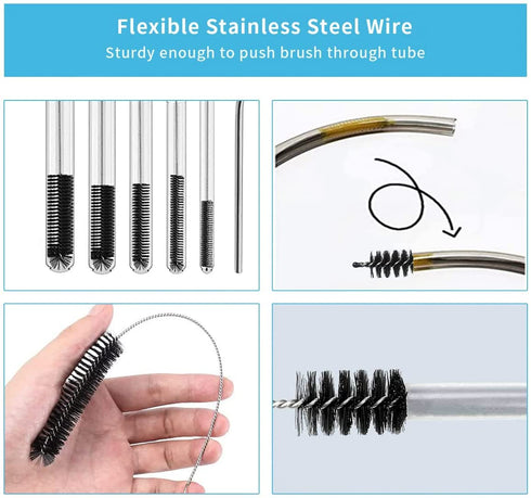 Utoolmart Steel Wire Tube Brush, 12" x 1/4", Spiral Long Handle Cleaning Brush for Tube Bottle Pipe Welding Slag