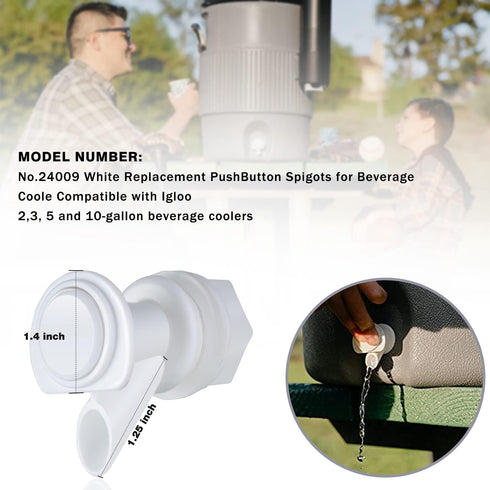 5PC 2, 3, 5 10 2-10 Upgrade Push-Button Cooler Spigot Replacement, Compatible with Igloo and Gallon Beverage Coolers