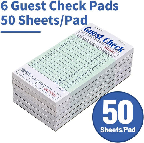Batrical 300 (6 3.5" 6.75" Guest Checks Server Note Pads Sheets Waitress Notepad for Restaurants Books) x Per Ticket