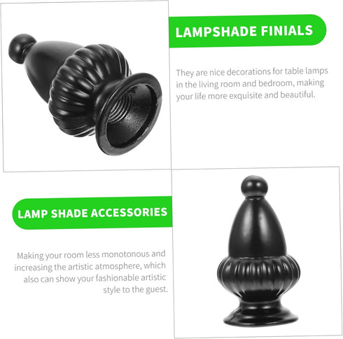 2pcs Veemoon Black Aluminum Lamp Shade Finial Knob Decorative Home Accessory for Table Floor Lamps Inner Thread for DIY
