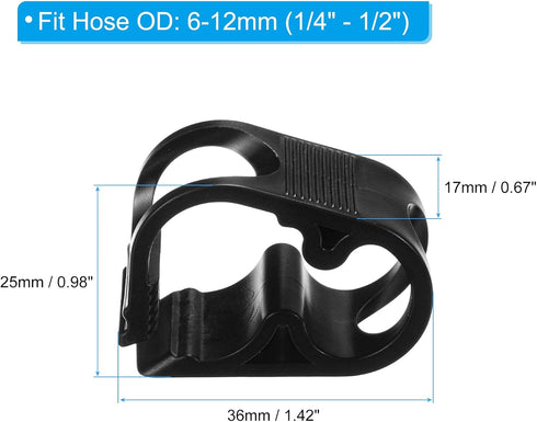 PATIKIL Plastic Tube Tubing Clamps, 2Pcs 1/4" - 1/2" Tube OD Adjustable Precise Flow Control Hose Clamp Clip for Laboratory Pinch Valve, Black
