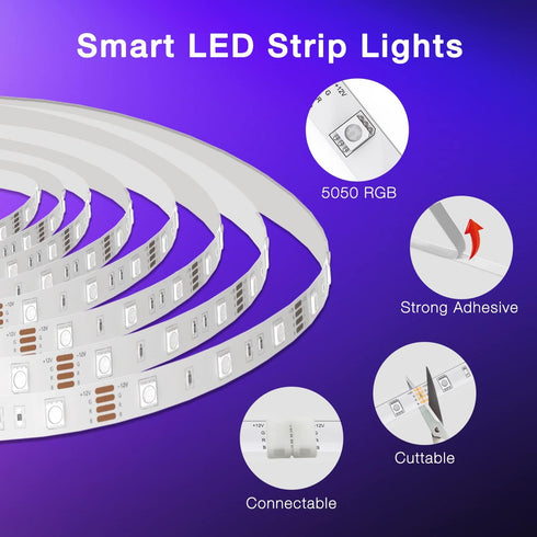 50ft DAYBETTER Smart WiFi Led Lights, Tuya App Controlled, Work with Alexa and Google Assistant, Timer Schedule, RGB