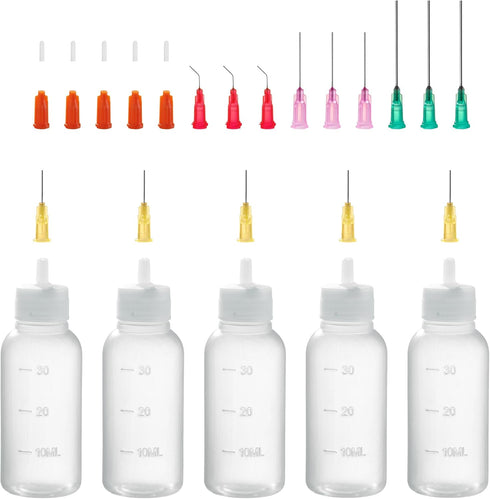 30ml Precision Tip Applicator Bottle with Blunt Tip Needle and Cap, 18G 20G 25G Squeeze Bottle