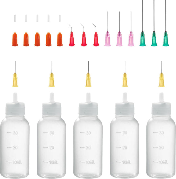 30ml Precision Tip Applicator Bottle with Blunt Tip Needle and Cap, 18G 20G 25G Squeeze Bottle
