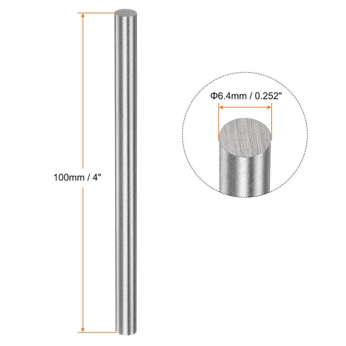 5pcs Round Rods 6.4mm x 100mm High Speed Steel (HSS) Lathe Bar Stock DIY Craft Tools for Turning Facing Drilling Threading