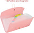 Oak-Pine 13 Pocket Receipt Folder, Accordion File Organizer, Expanding File Folder, Plastic Check Bill Folder, Pink
