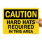 SmartSign-S-2152-AL "Caution - Hard Hats Required In This Area" Sign | Aluminum 10" x 14" - Black on Yellow