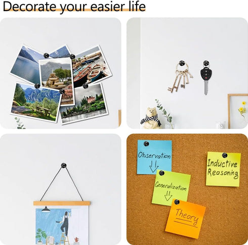 Picture Hanging Kit, Push Pins, Double Headed Thumb Tacks for Wall Hooks, 20 Pack, Black