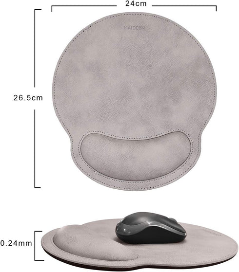 MAIDERN Ergonomic Leather Mouse Pad with Memory Foam Wrist Support, Waterproof Surface, Durable, Relieve Hand Fatigue