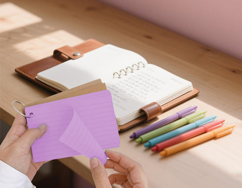 YIHUANYIFA 150pcs 3x5 Inches (3 A-150pcs) Colored Index Cards Flash Cards with Ring Lined Ruled Study Card