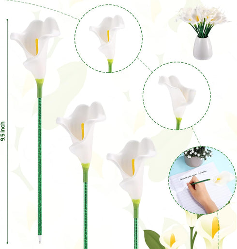 Zhanmai 24 Pieces flower pens bulk Sunflower Butterfly Pens calla lily pens Ballpoint Writing Pens 0.5 mm 0.7 mm for Home School Office Party favors Supplies Decorations(Novel Style) by Zhanmai