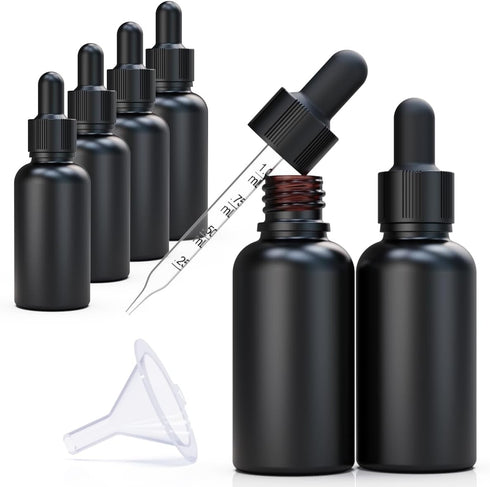 Black Coated Glass Bottle with Glass Eye Dropper, 1 oz Capacity,UV Safe