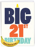 NobleWorks Jumbo 21st Birthday Card, 8.5 x 11 Inch Milestone Notecard with Envelope