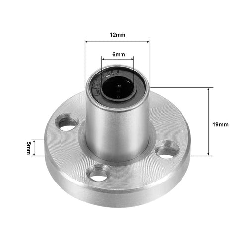 uxcell LM6UU Round Flange Linear Ball Bearings - 6mm Bore Dia, 12mm OD, 19mm Length (Pack of 2)