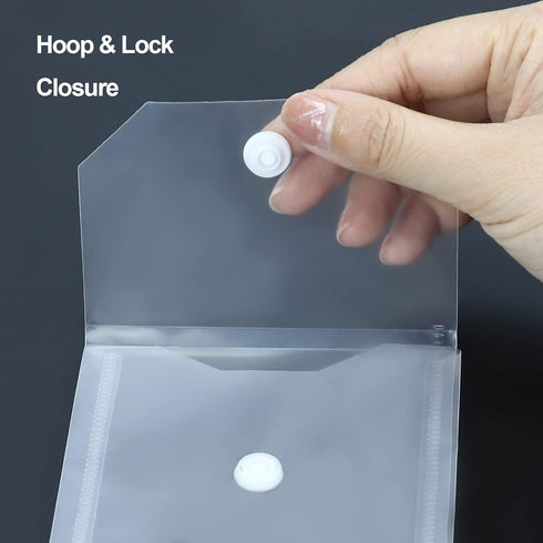 Plastic Envelopes, 10 Pack Poly Hook Loop Closure, Receipt Stickers Storage Holder Document Folders