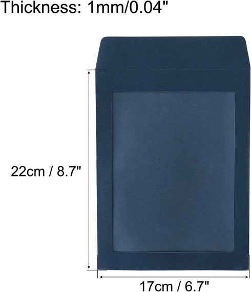PATIKIL Full Face Window Envelopes 10 Pack A5 Clear Single Sided for Mailing Statement Photos Catalogs, Blue by PATIKIL
