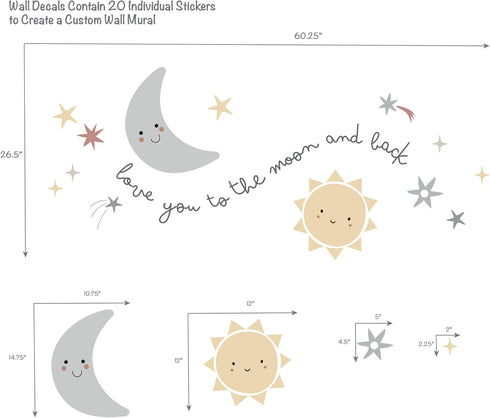 Celestial Moon & Stars Wall Decals for Kids' Rooms