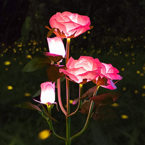 SMATOLS Outdoor Solar Garden Stake Lights, Outdoor Decorative Rose Flowers Lights Waterproof Solar