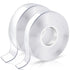KUSUFEFI Heavy Duty Double Sided Adhesive Tape, 2 Rolls Total 20FT, Clear Removable Poster Tape for Home and Office