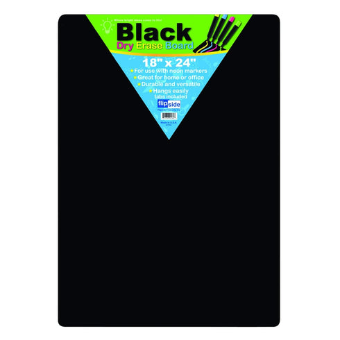 Flipside 40085 Black Dry Erase Boards, 0.25" Height, 18" Width, 24" Length, Black