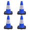 4 Pack 12 Inch Blue PVC Traffic Cones Black Base, Sport Training