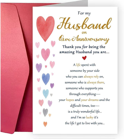 QLIYLIN Romantic Anniversary Card for Husband, Funny Anniversary Card Gifts, Sweet Wedding Day