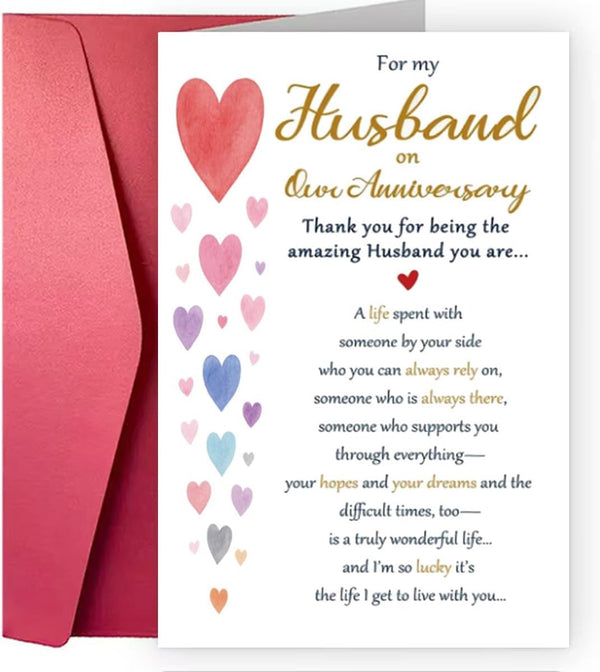 QLIYLIN Romantic Anniversary Card for Husband, Funny Anniversary Card Gifts, Sweet Wedding Day