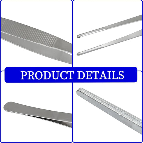 3Pcs Stainless Steel Tweezer Set, Long Precision Tweezers with Serrated Tips for Cooking and Repairing