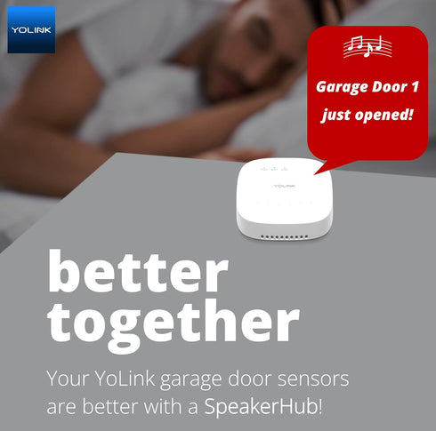 YoLink Smart Garage Door Sensor with Door Left-Open Reminders, Works with Alexa, Google, IFTTT, Hub Required