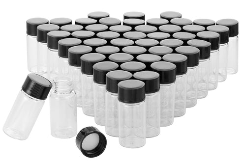 50 pcs Clear Glass Vials, Empty 5 ml Bottles for Liquid Sampling with Screwcap
