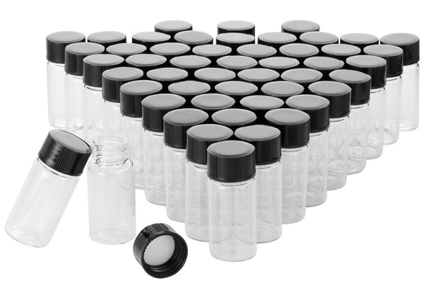 50 pcs Clear Glass Vials, Empty 5 ml Bottles for Liquid Sampling with Screwcap