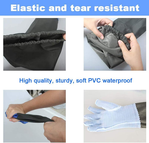 Haiou Long Rubber Gloves Elbow Length Chemical Resistant Gloves with Cotton Lining Waterproof Gloves, 25 inches, Large
