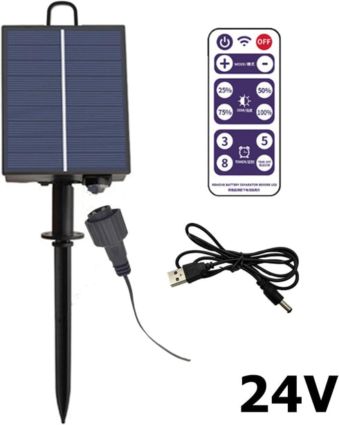 8 Pack (24V) Maxmartt Solar Battery Box for LED String Lights, Outdoor String Lights Control Panel with DC Charging