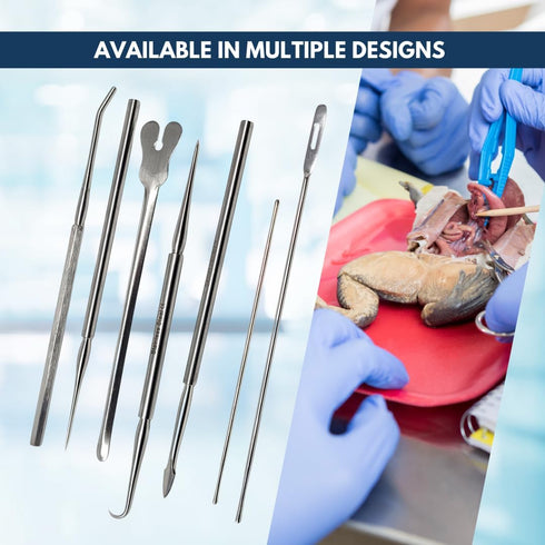 Mall Probe and Seeker Dissecting Instrument, Angular Semi-Blunt Tip Stainless Steel for Lab Dissections (1 Pcs)