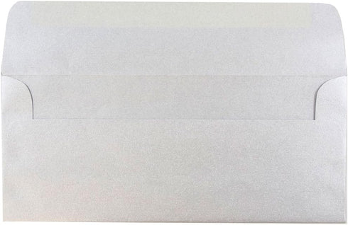 JAM PAPER #10 Metallic Business Envelopes, Silver Stardream, 4 1/8 x 9 1/2, 25/Pack