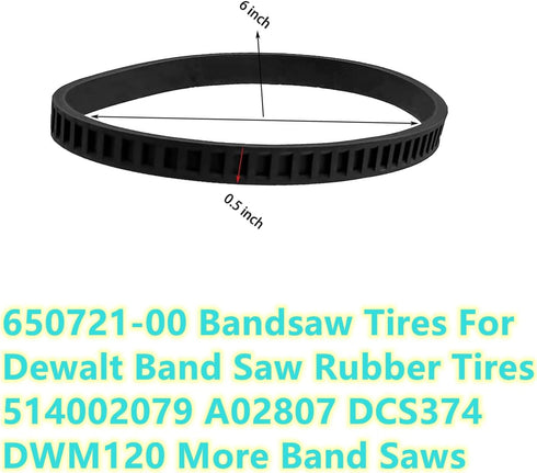 650721-00 Bandsaw Rubber Tires for Dewalt Band Saw, Fits A02807 DCS374 DWM120 DW328K (2-Pack)