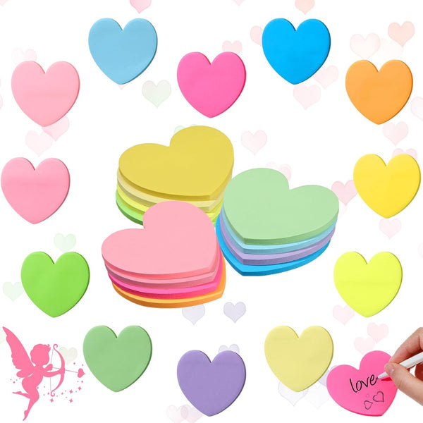Roowest 600 Sheets Valentines Day Heart Sticky Notes, Heart Notepads, Colorful Sticky Pad for Home